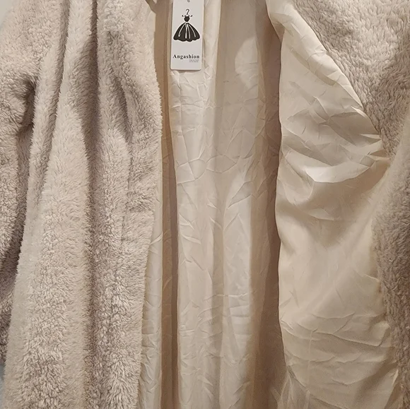 Women's Fuzzy Fleece Lapel Open Front Long Cardigan Coat Faux Fur Warm - Picture 9 of 10